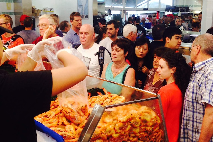 Shoppers at Sydney Fish Markets