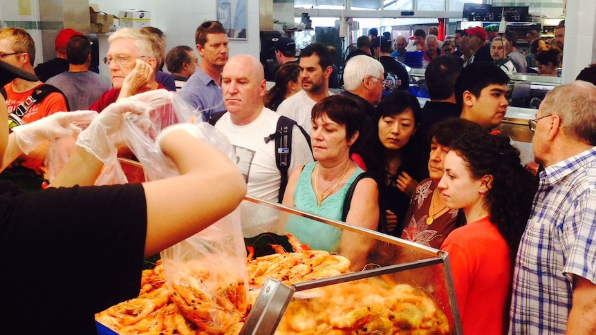 Shoppers at Sydney Fish Markets