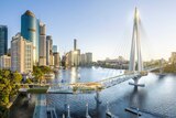 A concept showing a bridge stretching across Brisbane River between the City Botanic Gardens and Kangaroo Point