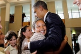 Chelsea Gallagher hugs President Obama