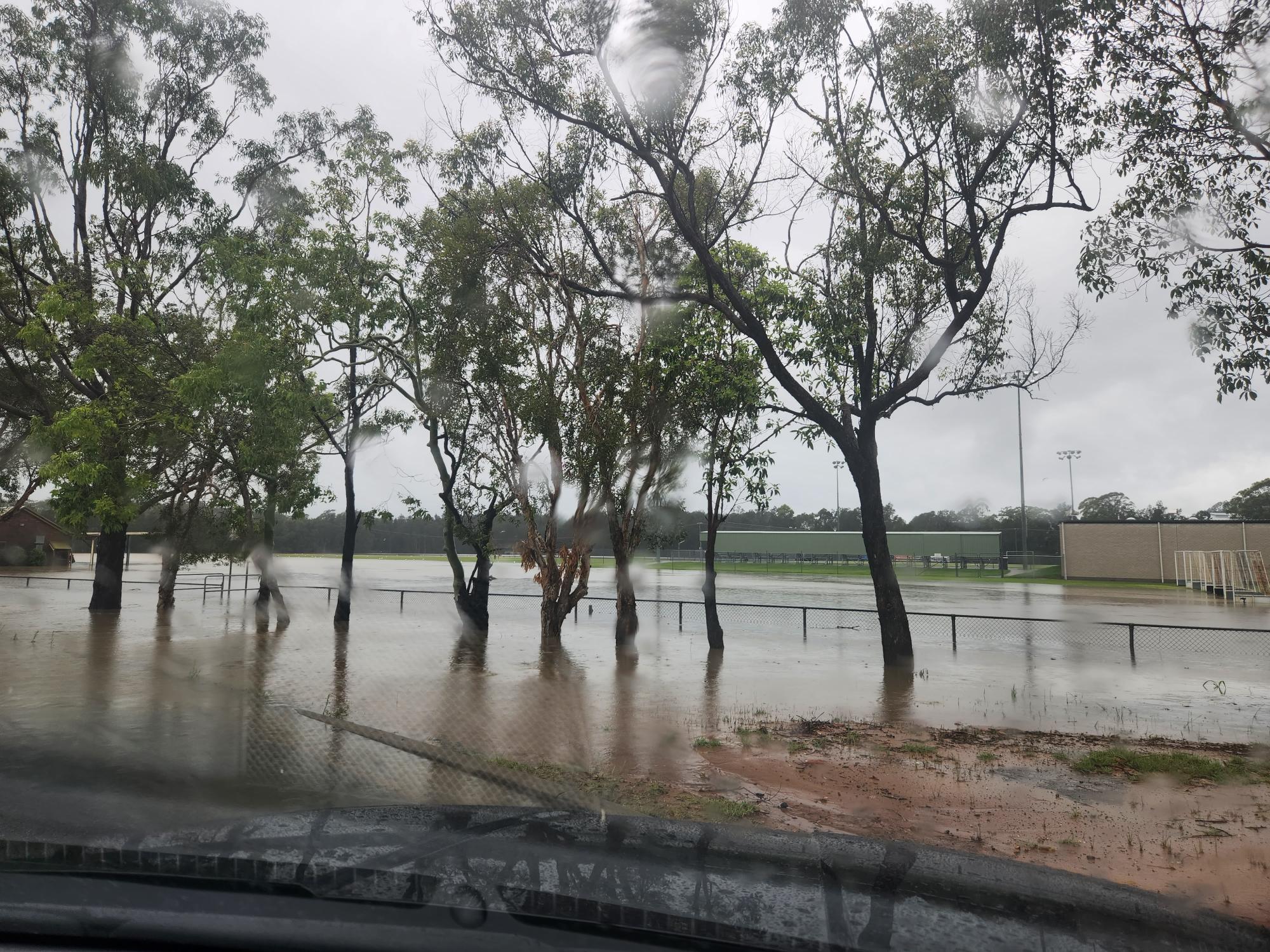 water over the coffs harbour hockey fields and stadium