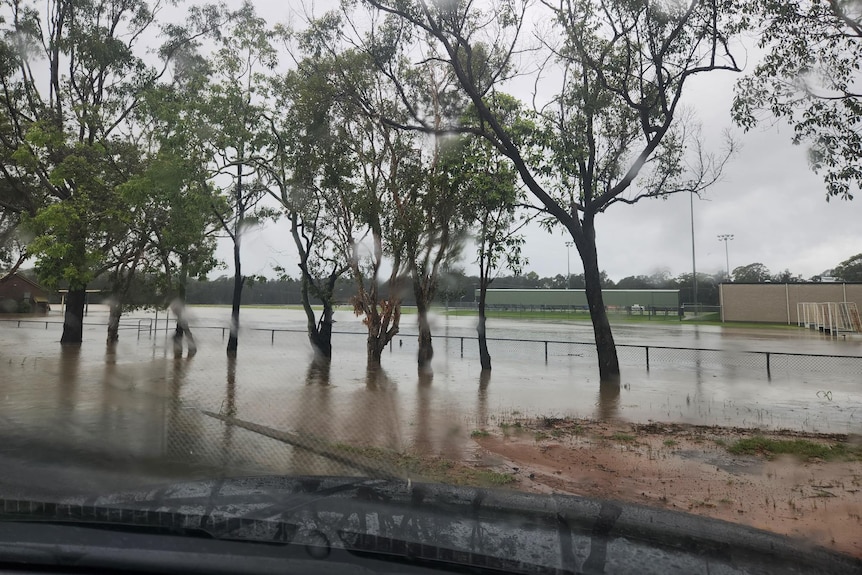 water over the coffs harbour hockey fields and stadium