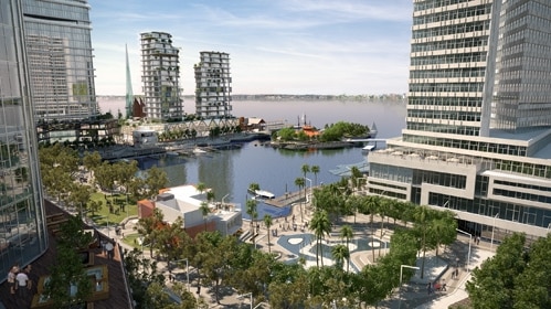 An artist impression of Elizabeth Quay