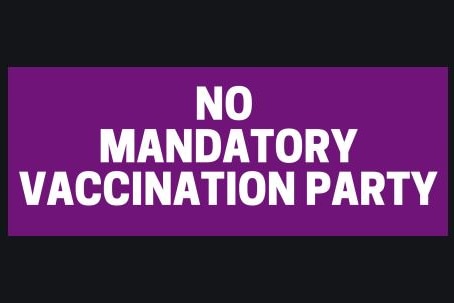 NO MANDATORY VACCINATION PARTY logo.