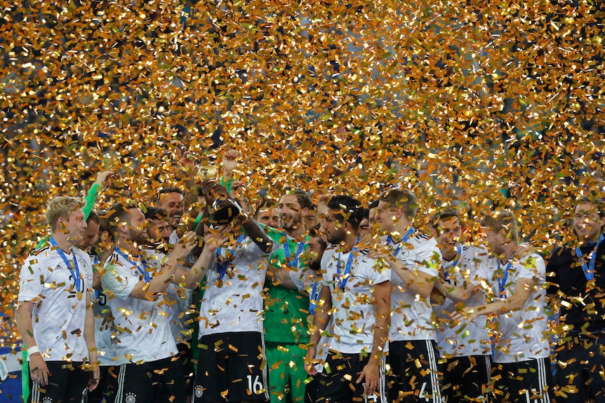 Germany's players celebrate winning Confederations Cup