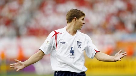 Steven Gerrard during England win over Trinidad and Tobago at World Cup