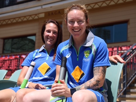 Sarah Coyte (R) says support from family, friends and team-mates is crucial