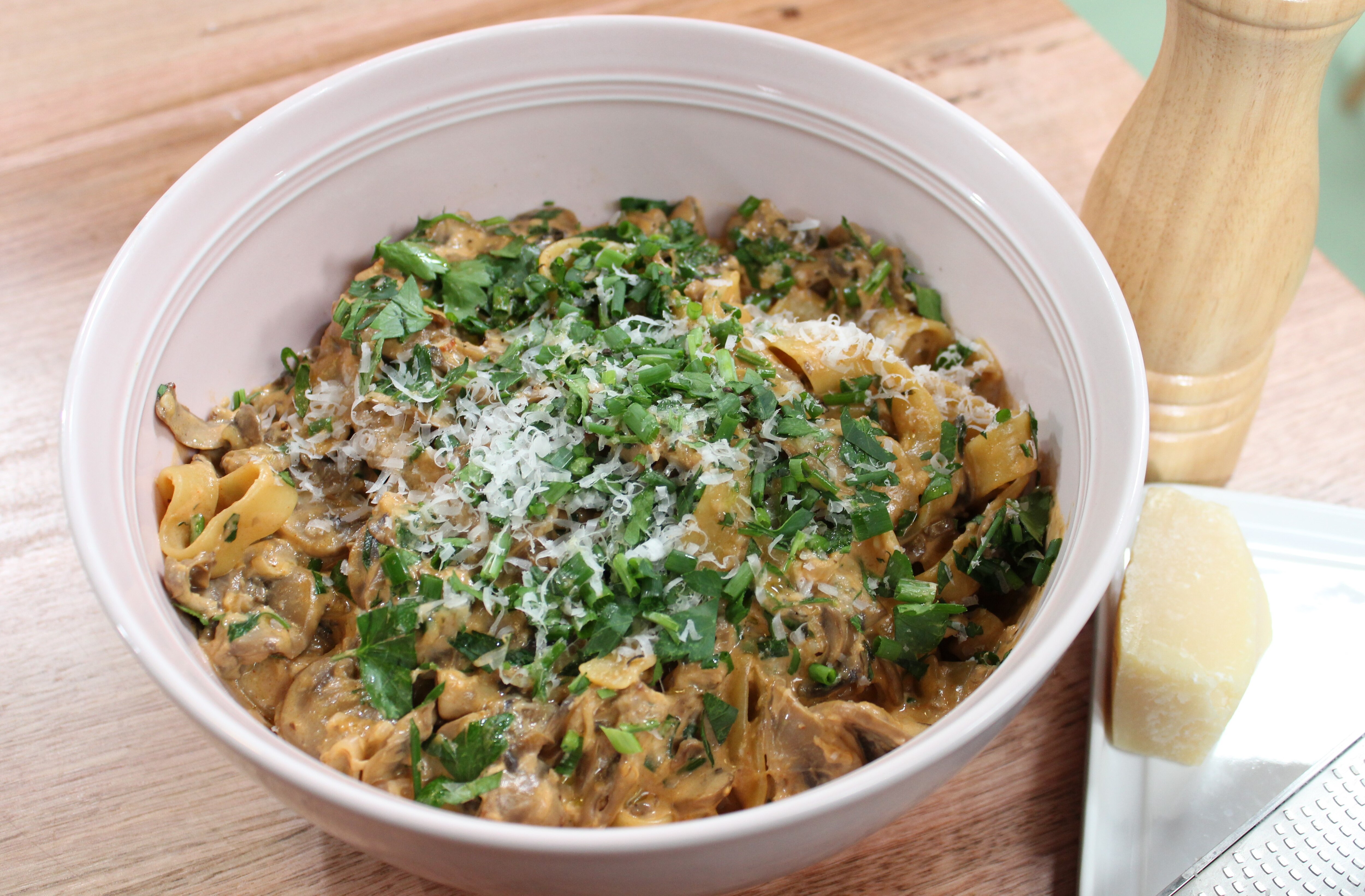 MUSHROOM WET FRY FETTUCINI final dish.