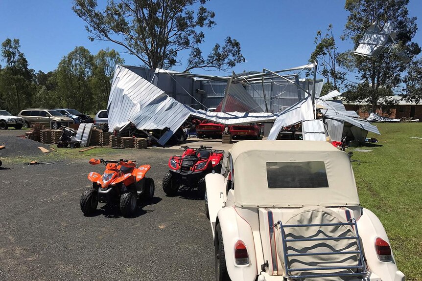 Damage at a property at Withcott, near Toowoomba, caused by a storm on October 26, 2017.