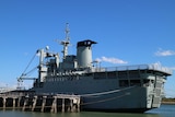 former navy warship HMAS Tobruk is docked at the Bundaberg Port