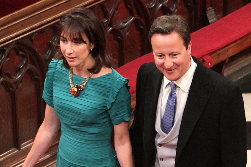 Then-British Prime Minister David Cameron with his wife Samantha Cameron.