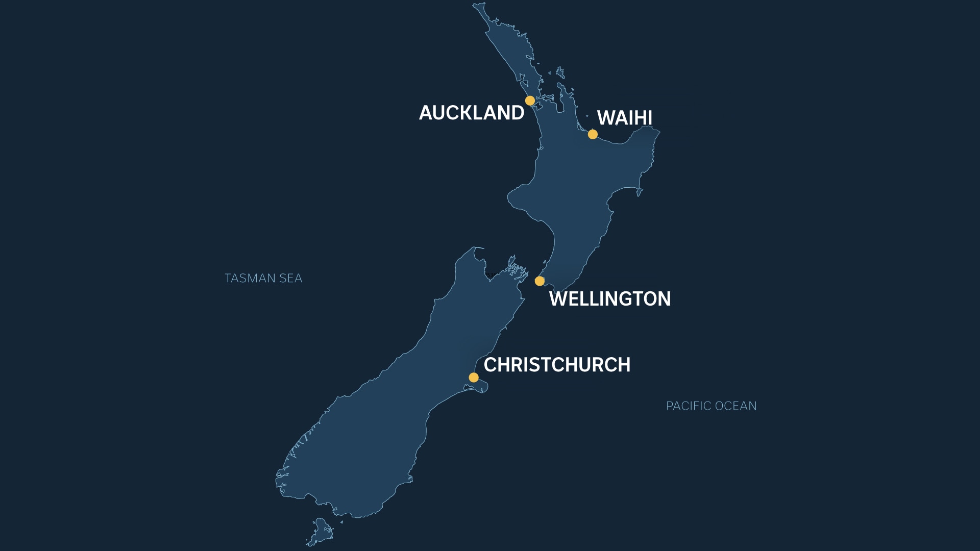 A map of New Zealand.