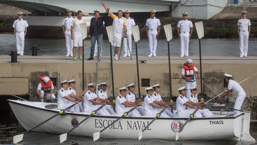 Olympic torch arrives by boat in Rio