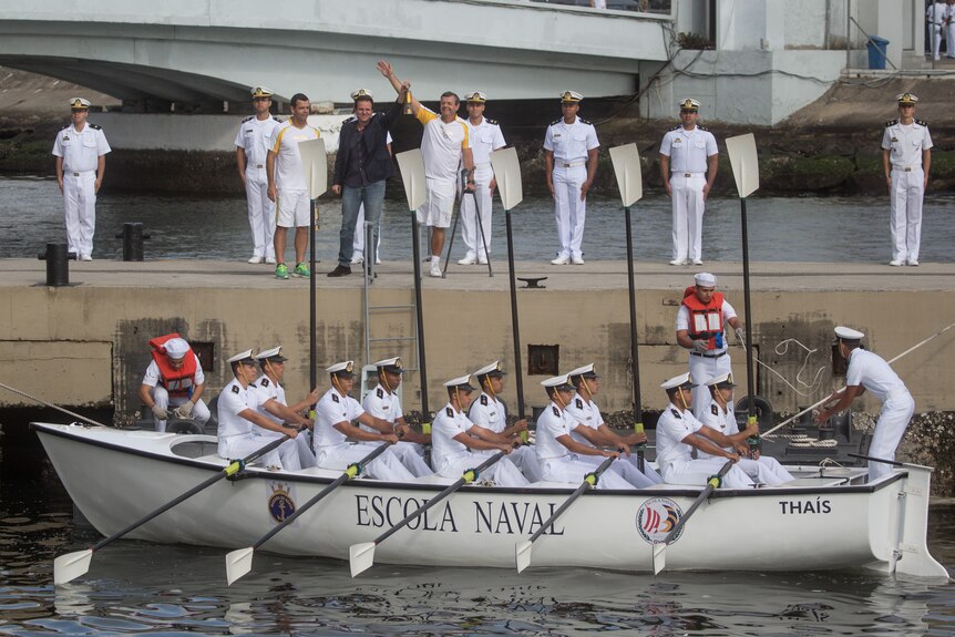 Olympic torch arrives by boat in Rio