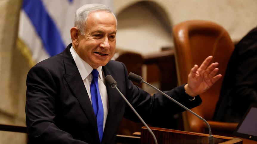 Benjamin Netanyahu speaks during swearing in ceremony in Knesset.