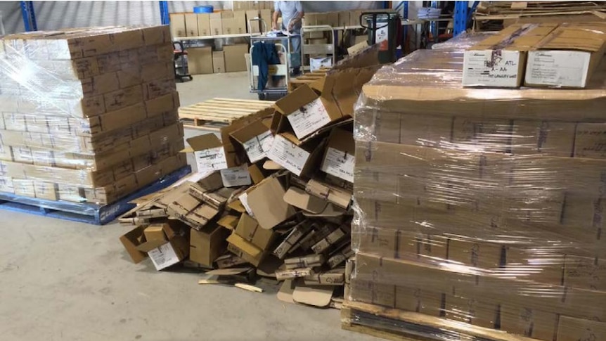 The pallets were wrapped in plastic