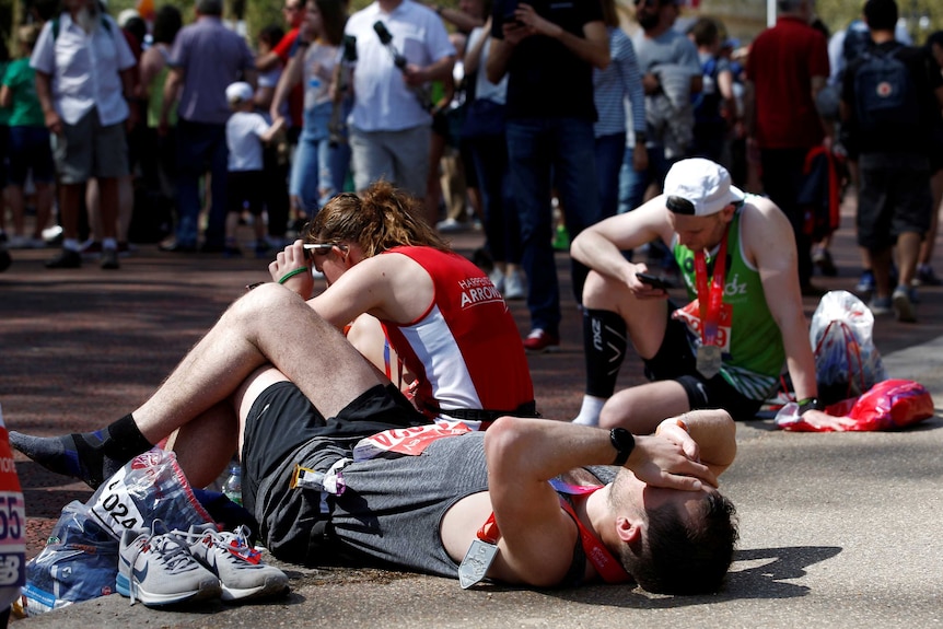 A runner after the London Marathon. April 22, 2018.