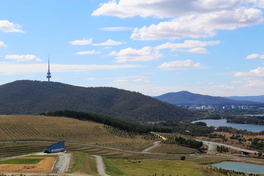 Black Mountain with Mount Ainslie in the background.