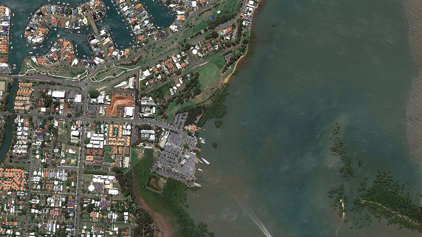 A Google Earth image of Toondah Harbour.