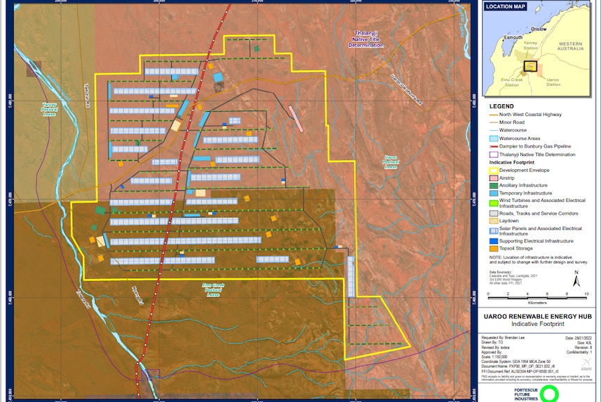 A map with dots and squares outlining where renewable energy generators will be built.