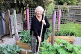 Jane Bari in the garden