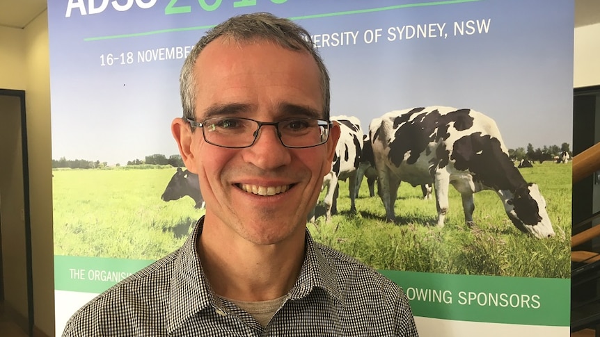 Prof Dan Weary, University of British Columbia, at a dairy conference in Sydney to explain his research on animal welfare