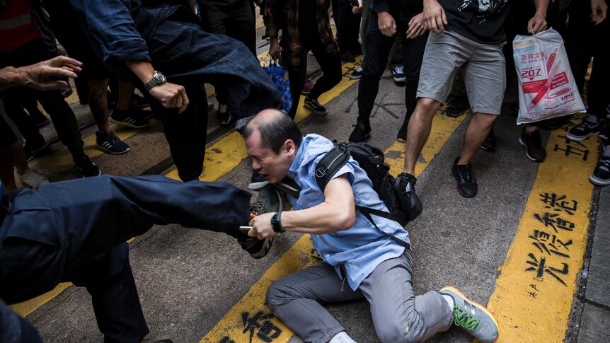 Man beaten in Hong Kong