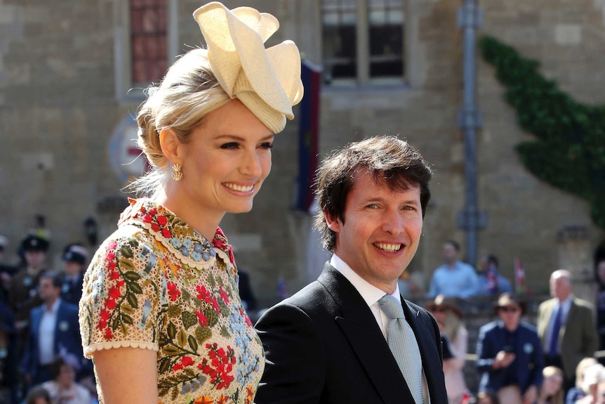 James Blunt and Sofia Wellesley arrive for the wedding ceremony.