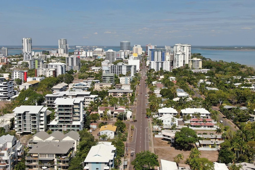 An aerial shot of Darwin CBD.