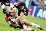 Close but no cigar...Karmichael Hunt (l) scored a late try but it wasn't enough to stop Toulouse.