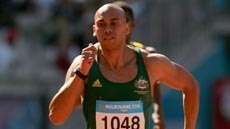 Patrick Johnson runs in the 200m heats at Commonwealth Games