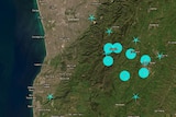 A map showing reports of an earth tremor in the Adelaide Hills.
