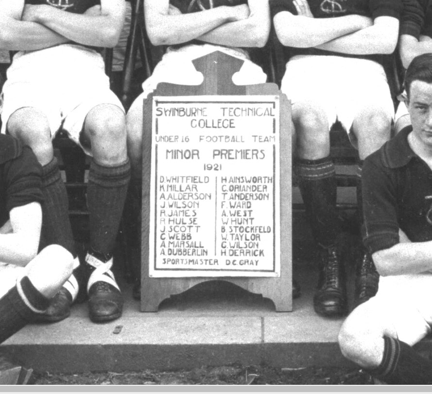 The list of names from the Swinburne Technical College's under-16 football team of 1921.