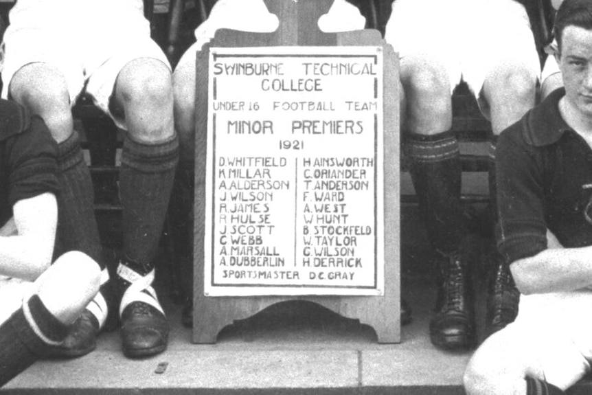 The list of names from the Swinburne Technical College's under-16 football team of 1921.