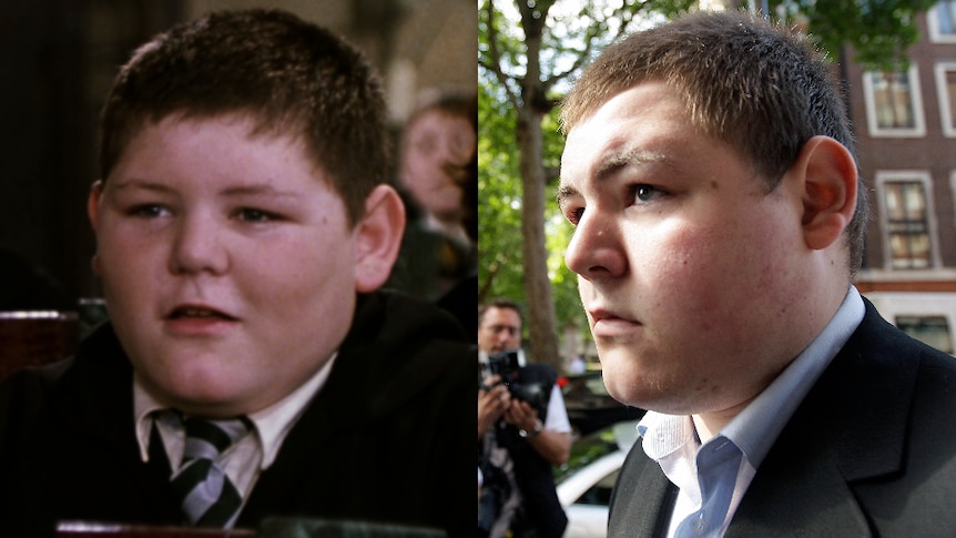 A composite image of Vincent Crabbe and a recent photo of Jamie Waylett. 