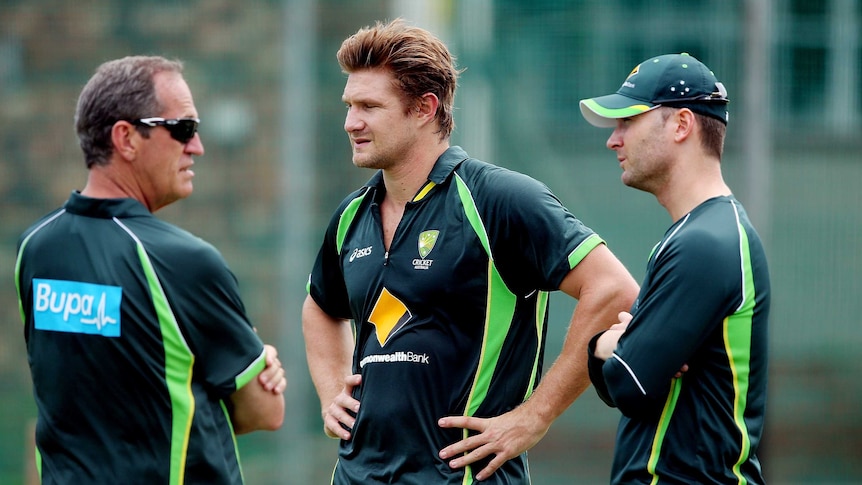 Shane Watson, Michael Clarke at the nets