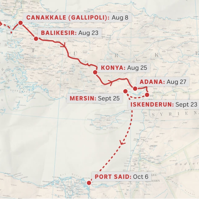 Journey from Gallipoli to Port Said