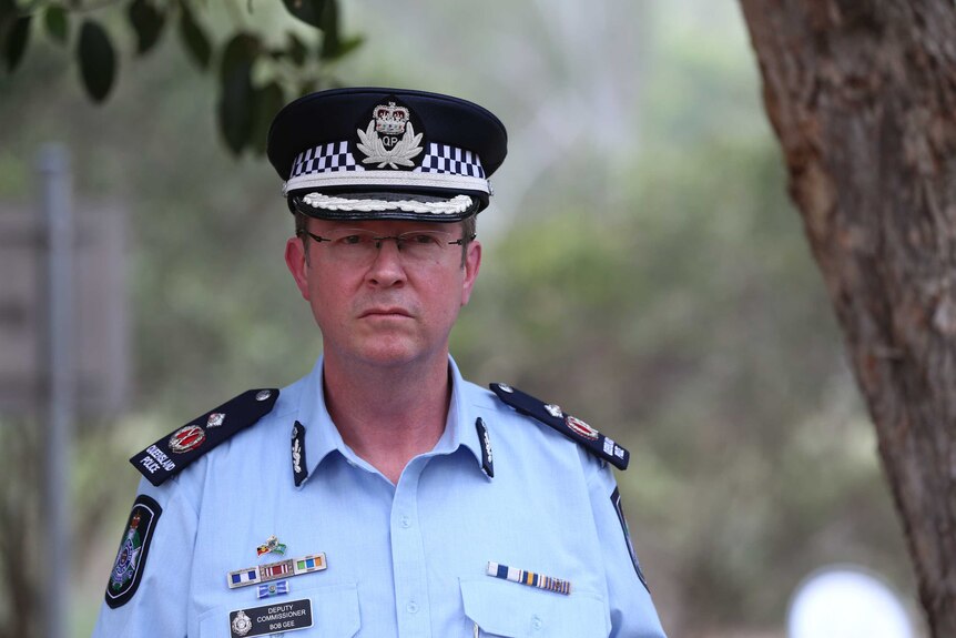 Queensland Deputy Police Commissioner Bob Gee speaks to the media.