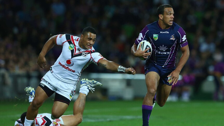 Match-winner ... Will Chambers scored twice for the Storm against the Warriors.