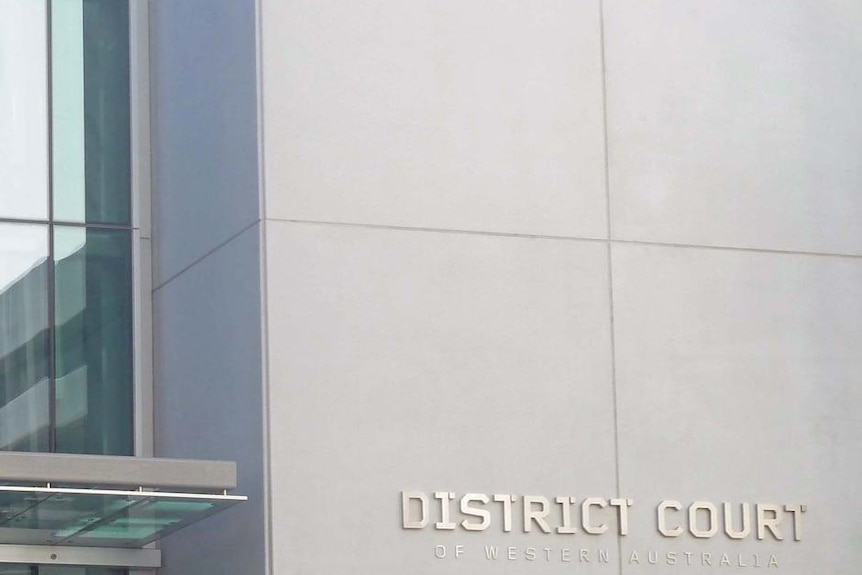 An exterior shot showing the front entrance of the District Court of Western Australia with stairs leading to the building.