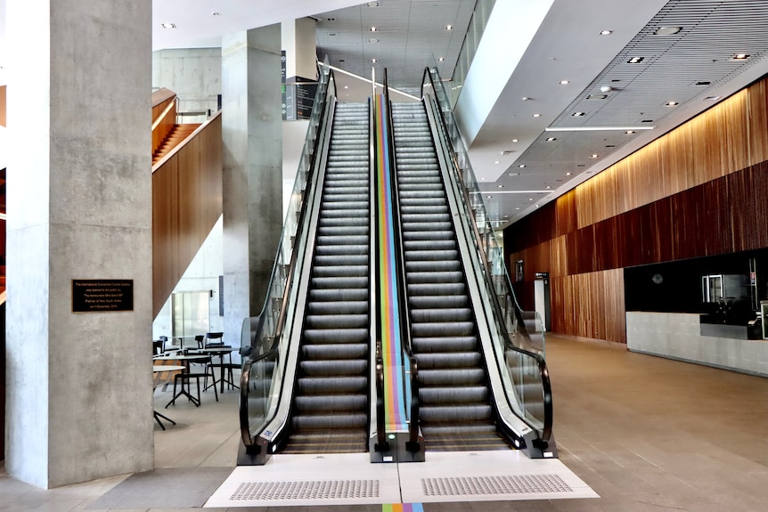 Empty escalators