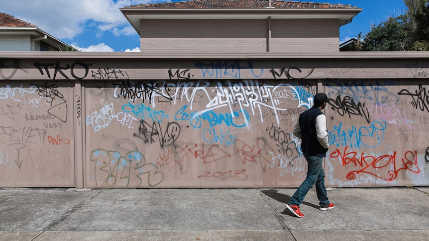 Graffiti on Melbourne lock-up garages