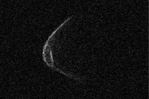 A trail of dust is seen around an asteroid