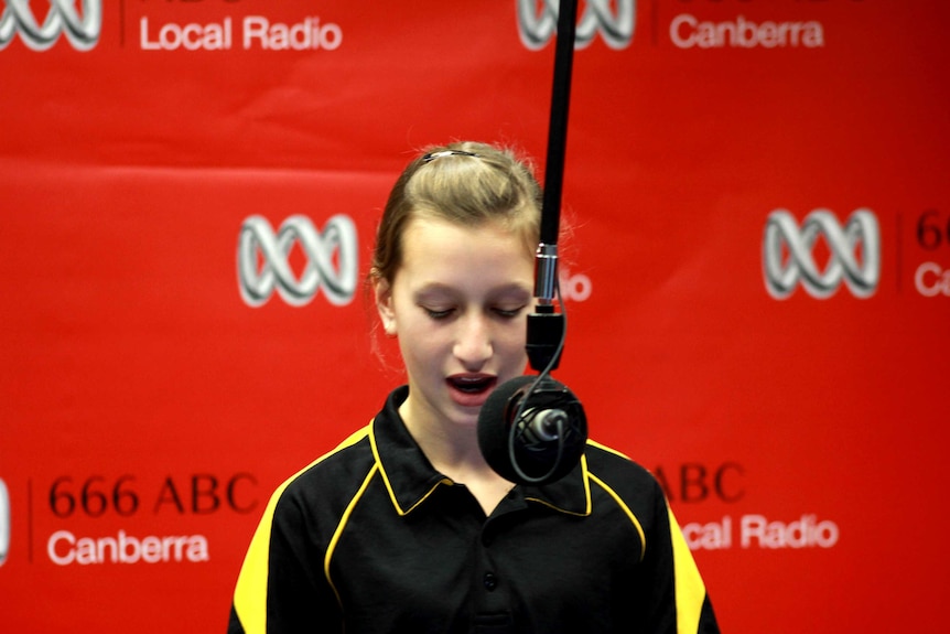 Tania Andriopoulos recording at the 666 ABC Canberra studio.