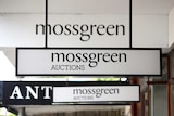 Sign on Mossgreen auction house in Armadale, Victoria.