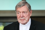 A portrait of George Pell's face.