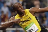 Usain Bolt celebrates 200m gold