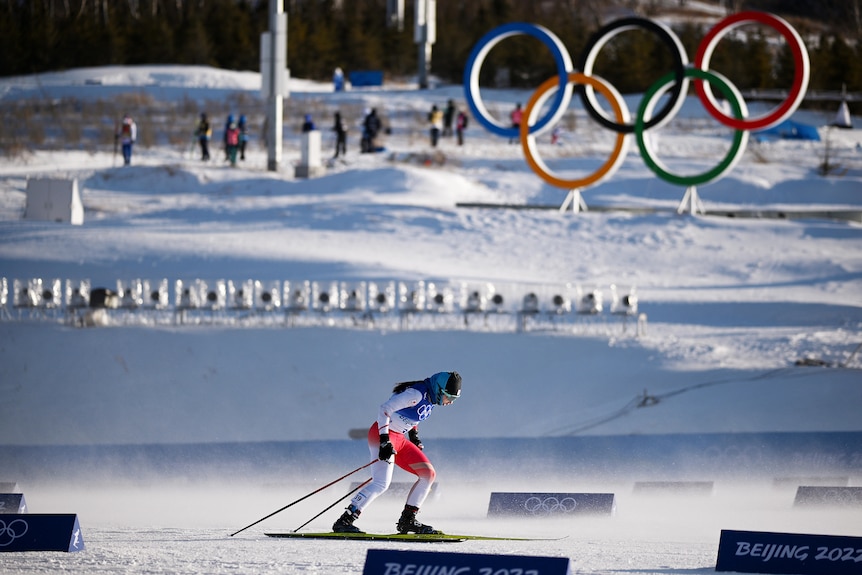 Masae Tsuchiya of Team Japan competes during the Women's Cross Country at the Beijing Olympics