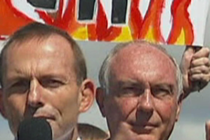 Abbott addresses carbon tax protesters