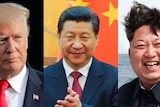 Composite image of Donald Trump, Xi Jinping and Kim Jong-un
